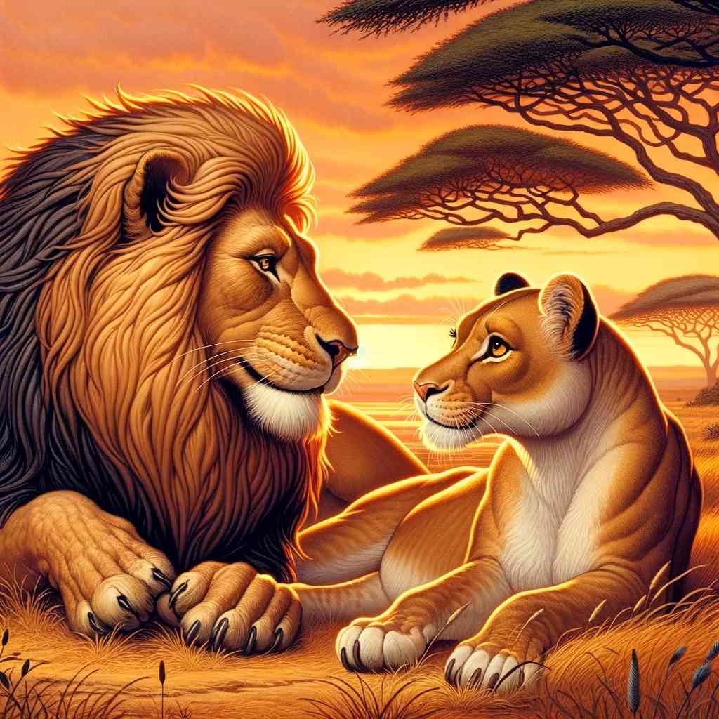 Cerita Singkat Singa Jatuh Cinta (The Lion in Love), Lengkap Terjemahan